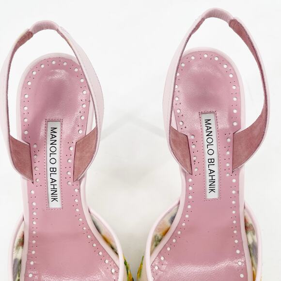 Manolo Blahnik Pink Floral Heels - Picture 10 of 14